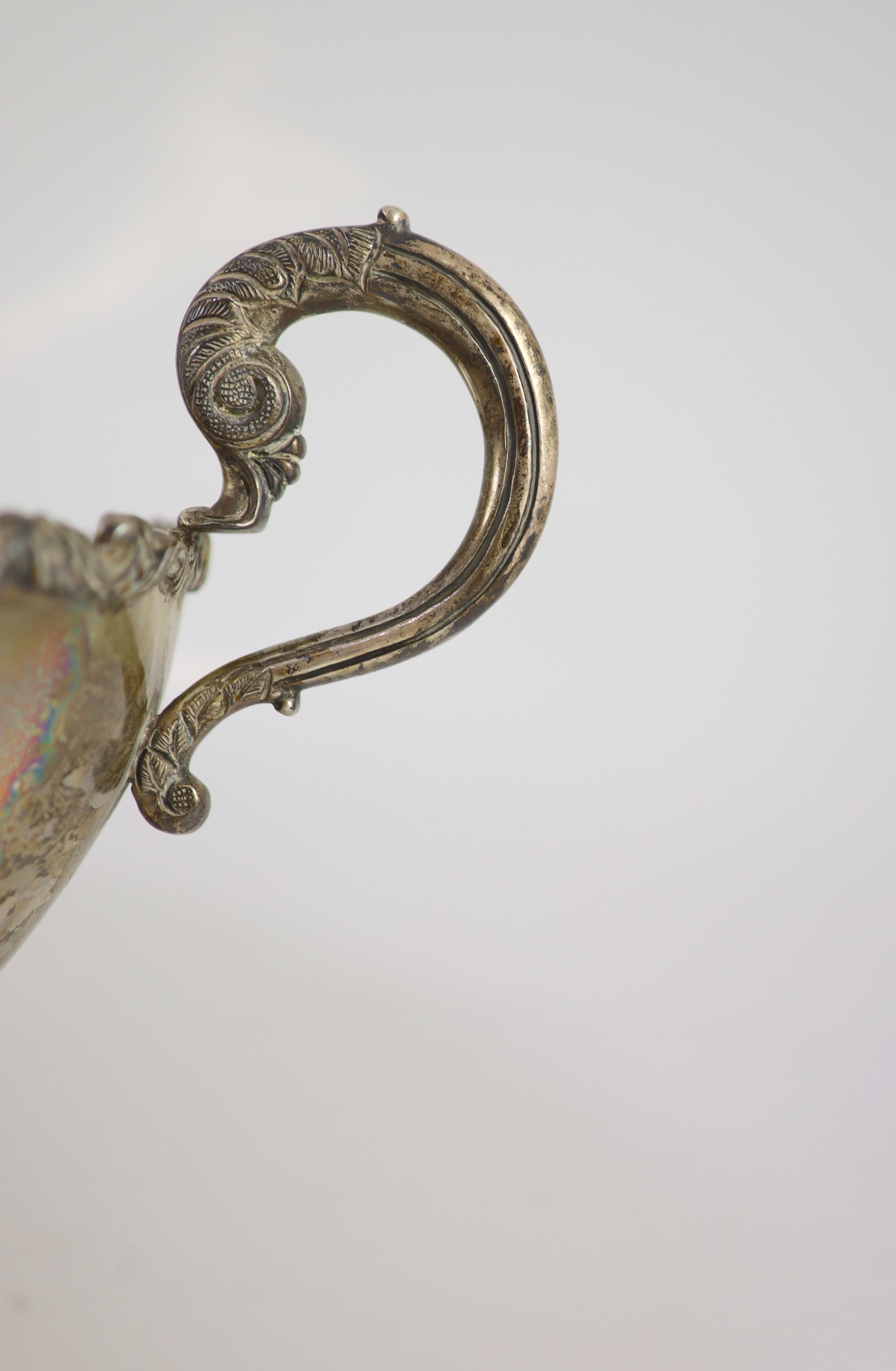 A large Mexican sterling silver two handled pedestal punch bowl
